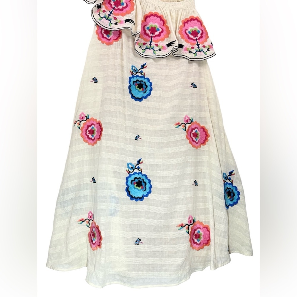 Anthropologie Plenty by Tracy Reese Floral Embroidered One-Shoulder Midi Dress S - Picture 7 of 14